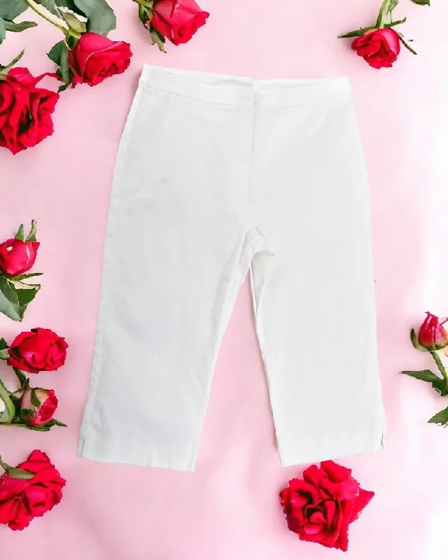 Ladies White Twill Pedal Pusher