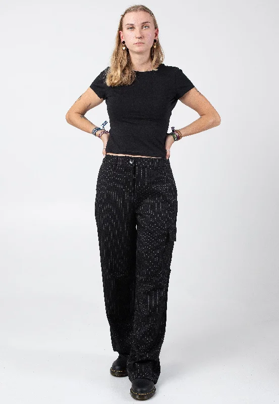 Noisy May - Dallas Pinstripe Black White - Pants