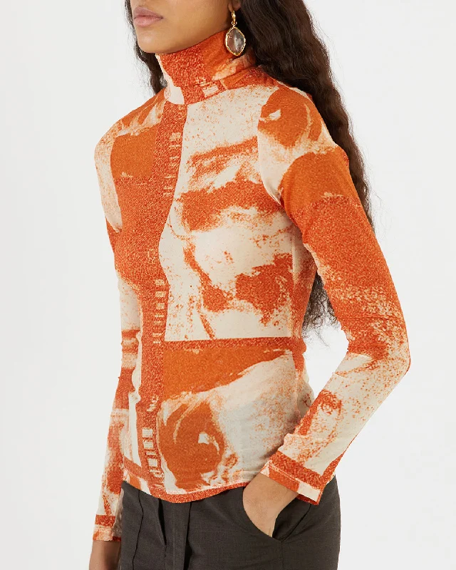 Bronte Top Mesh Print Rust