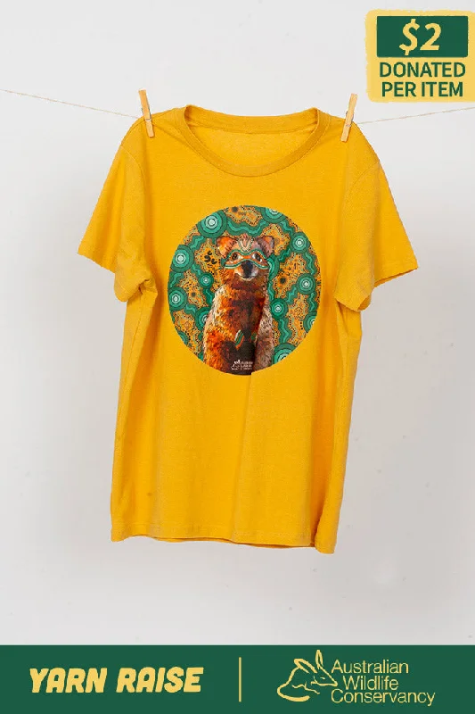 Quokka 'Australian Wildlife Conservancy' Mustard Cotton Crew Neck Women’s T-Shirt