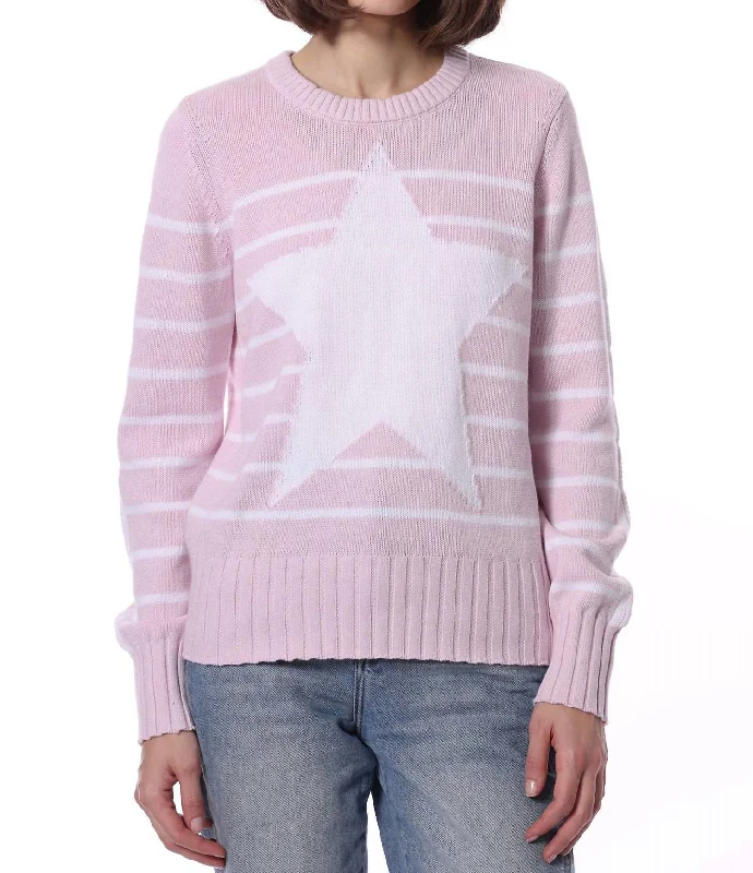 Cotton Cashmere Star Sweater In Pink