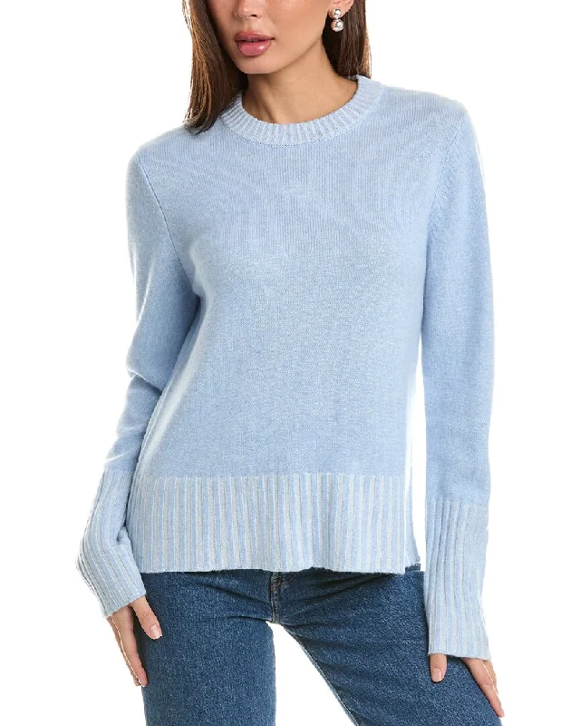 Forte Cashmere Plaited High Rib Crew Cashmere Sweater