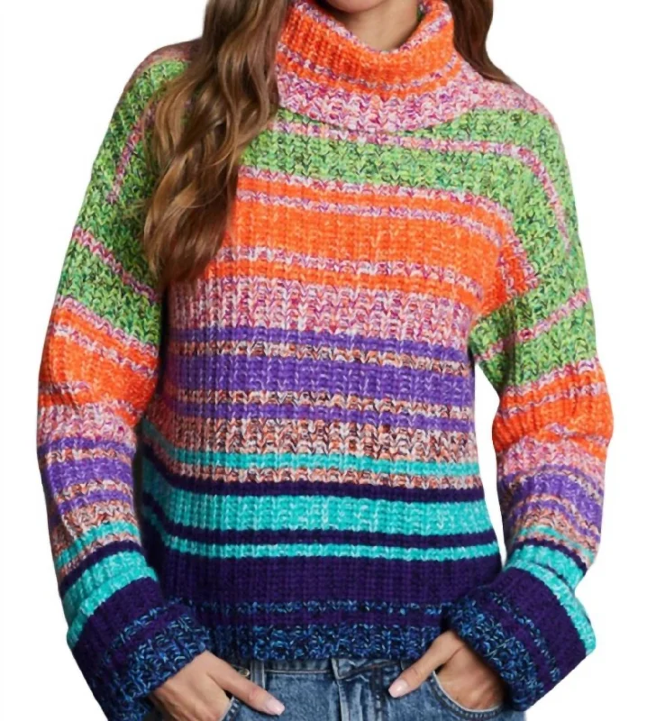 Gradient Marled Cowl Neck Sweater In Bright Combo