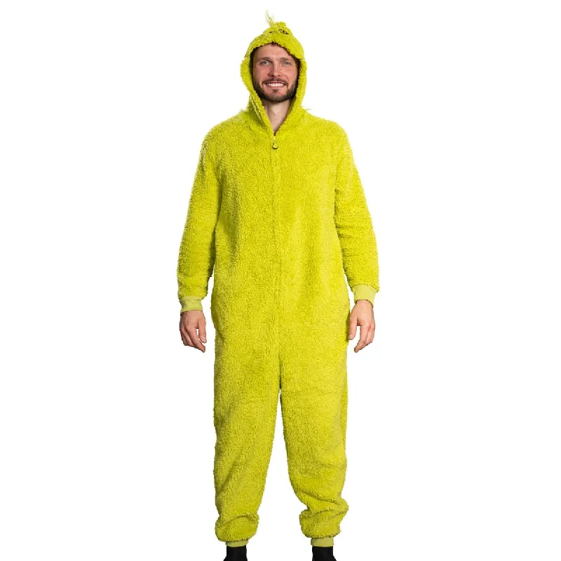 Grinch Sherpa Union Suit with Head Zipper