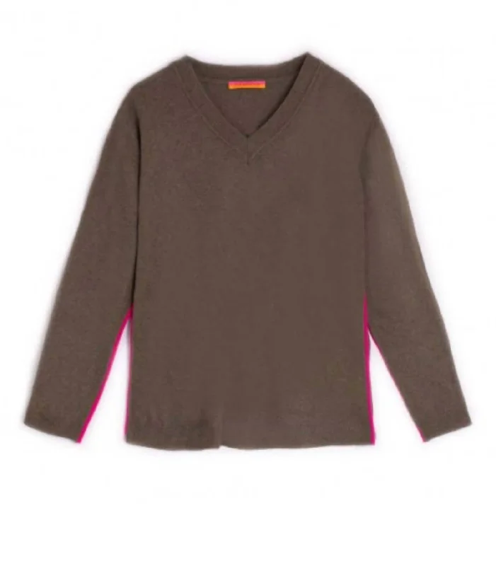 Simone Sweater In Kaki Pink/ Orange Star