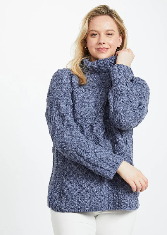 Skellig Oversized Aran Sweater | Denim - Clearance