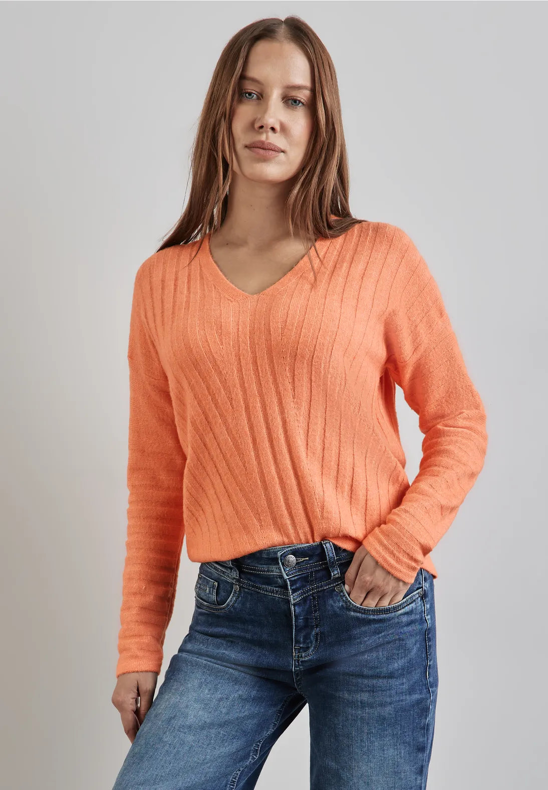 Street One N Neck long sleeve in Peach or Mocha 302901