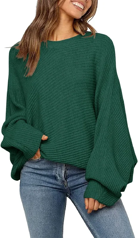 Amy Fashion - Women's Oversized Long Bat Sleeve Sweater