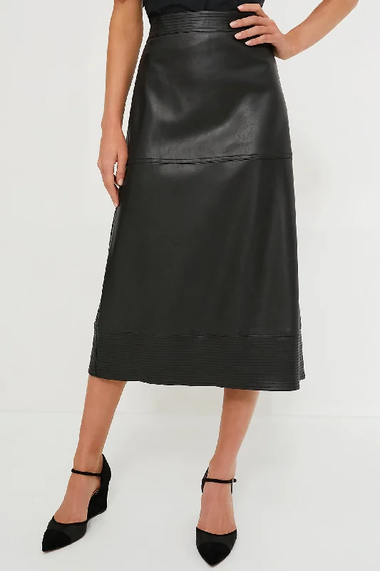 Black Leather Zaira Skirt