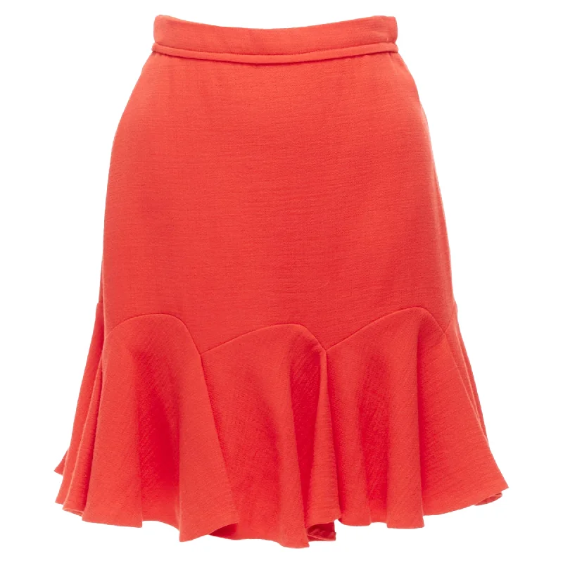 Carven Viscose Virgin Wool Frill Hem Mini Skirt