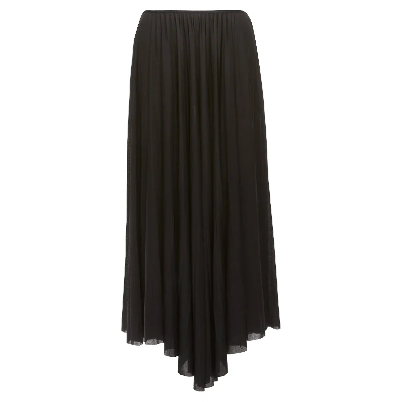 Celine Phoebe Philo Bias Cut Mesh Pleated High Low Hem Midi Skirt