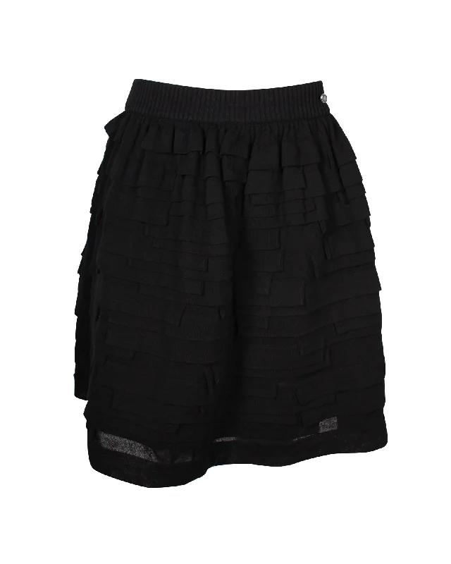 Chanel Multi-tiered Mini Skirt in Black Cotton