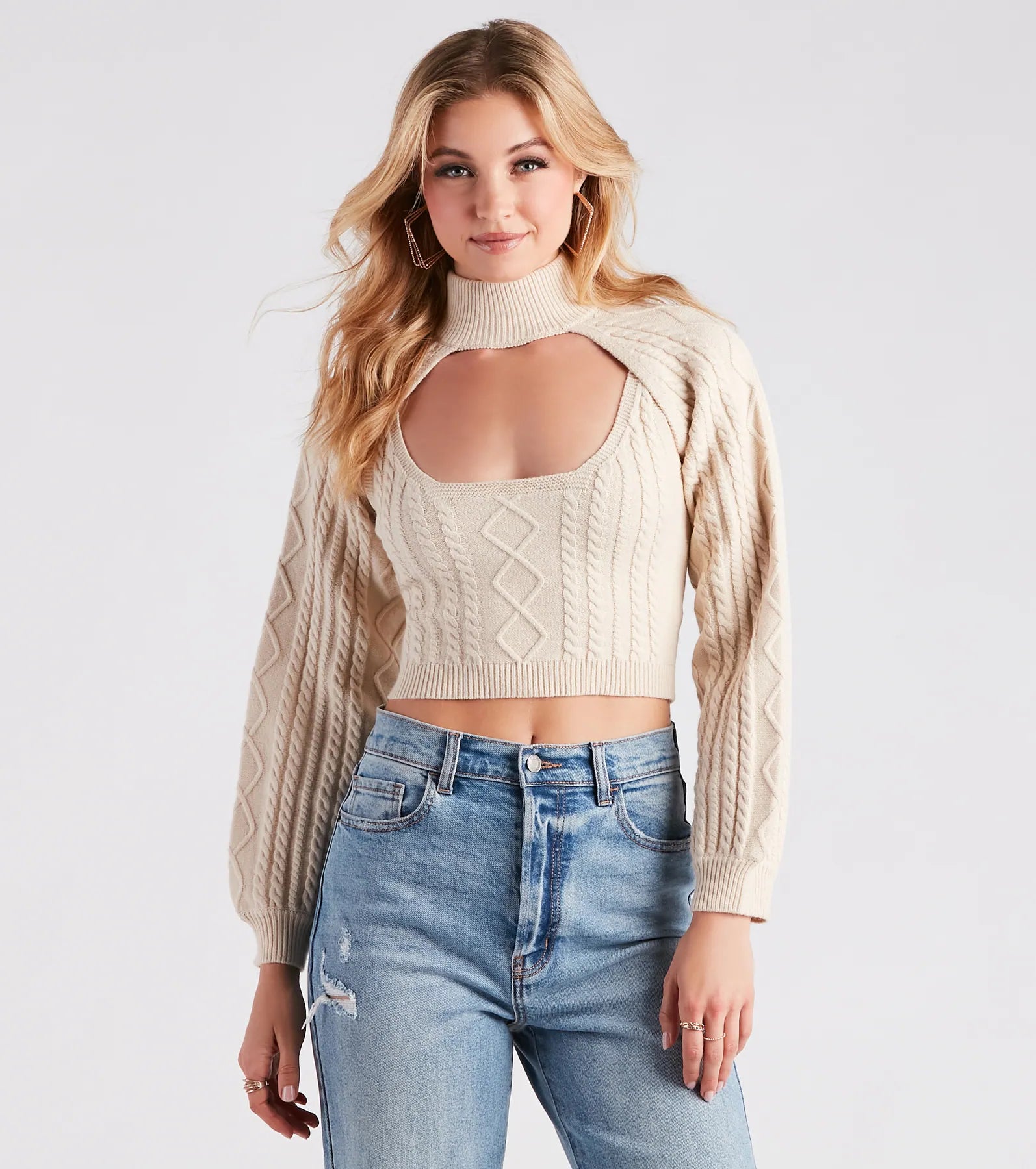 Fall Back In Love Cable Knit Topper