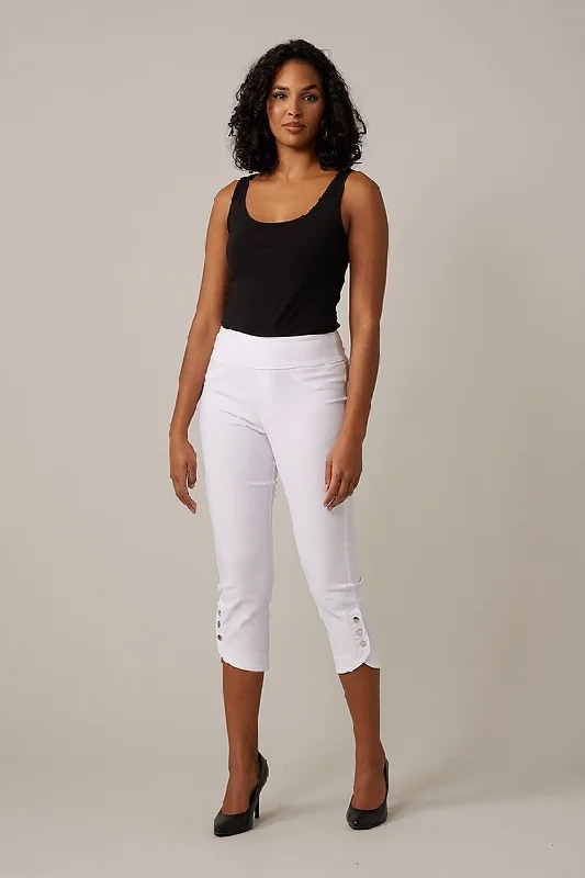 Joseph Ribkoff White Button Details Capris