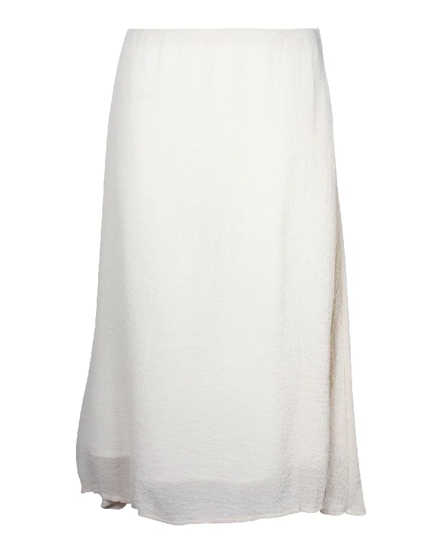 Mansur Gavriel Textured Midi Skirt in Cream Silk