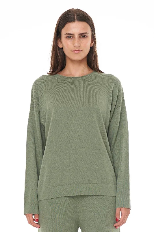 Neve Alpine Green Merino Knit Crew