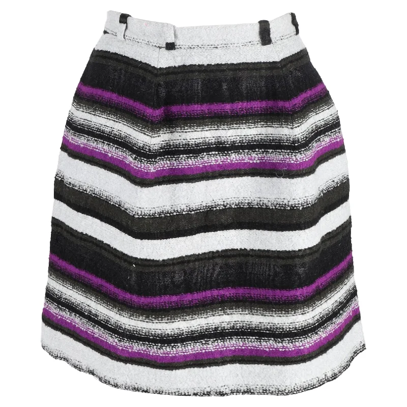 Oscar De La Renta Mini High-Rise A-Line Skirt in Multicolor Wool