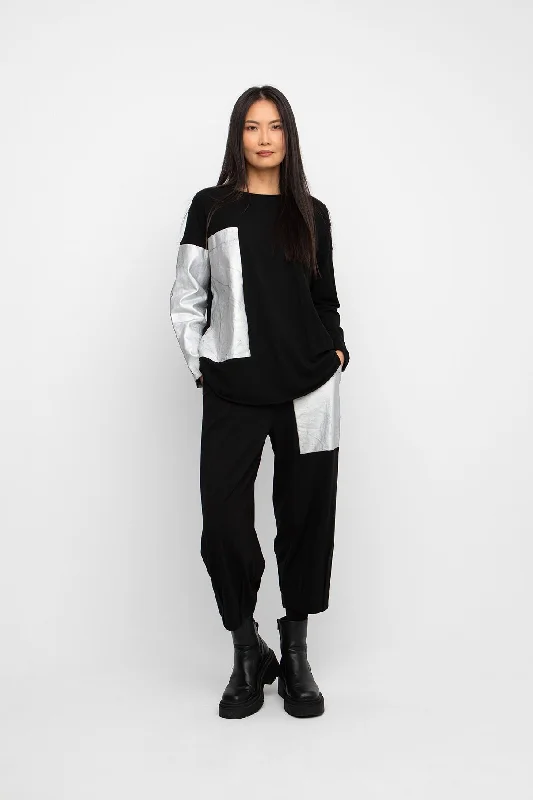 Ozai N Ku Black/Silver Relaxed Cuff Trousers