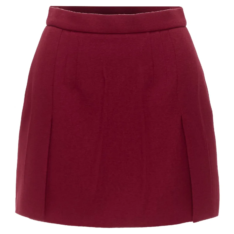 Prada Virgin Wool Blend Crinkle Effect Crepe Mini Skirt