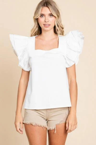 Ruffle Layer Shoulder Top