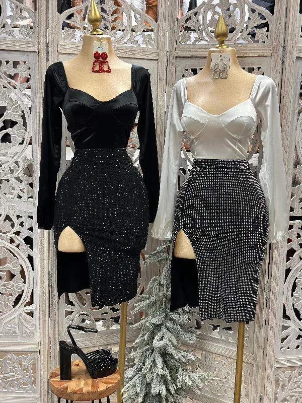 Slit Rhinestone Skirt