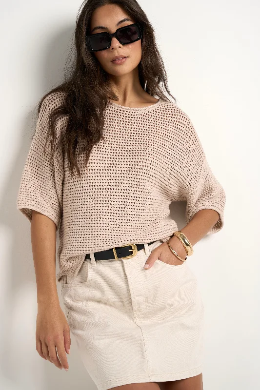 Sunrise String SS Crochet Knit Top