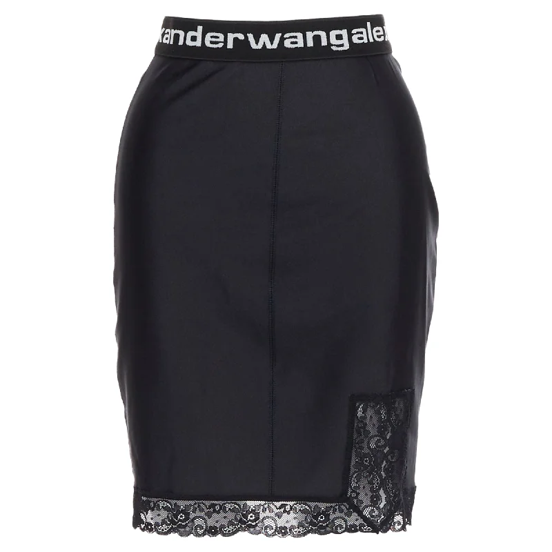 T Alexander Wang Lace Trim Logo Tape Waistband Mini Skirt