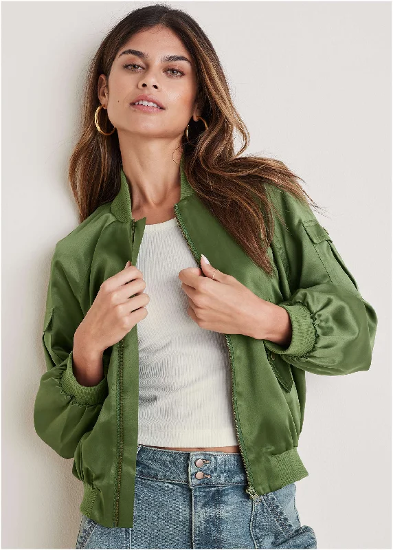 Matte Satin Bomber - Bronze Green