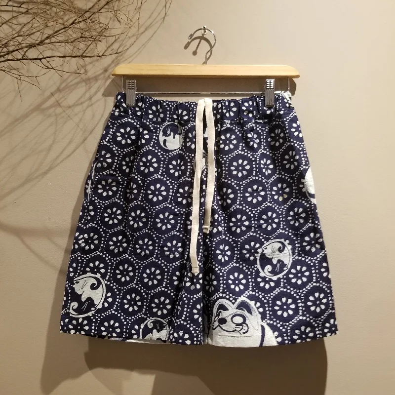 Indigo Neko Cat Kamon shorts M-XL