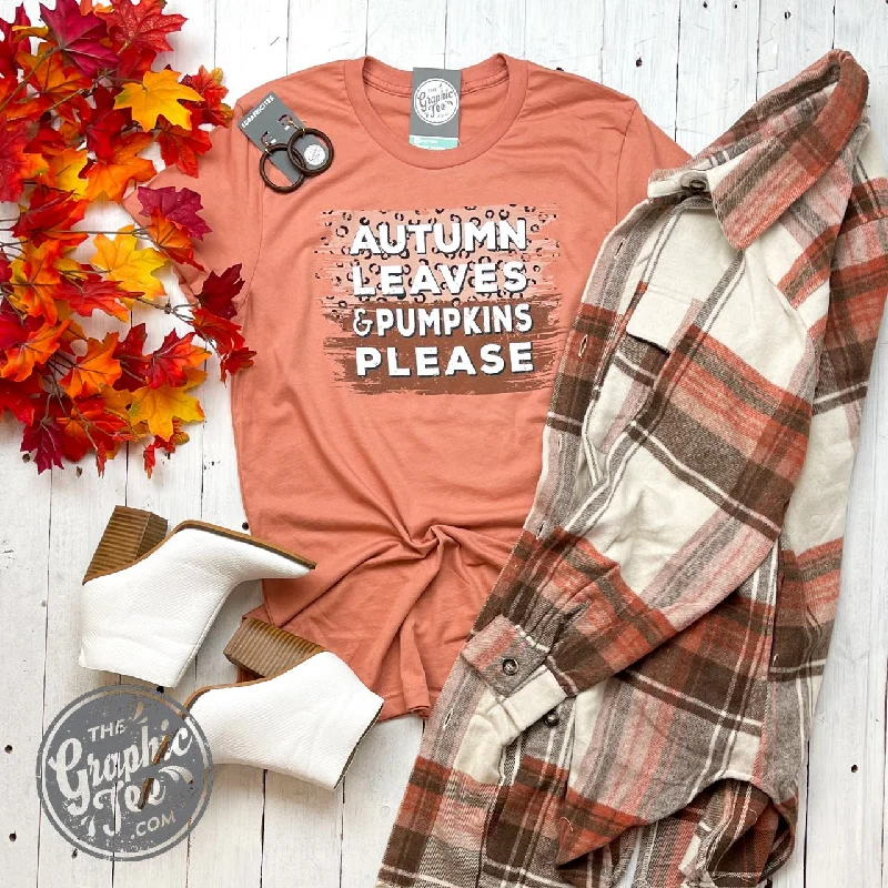 Autumn Leaves & Pumpkins Please Short Sleeve Tee