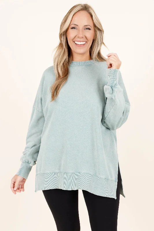 Cozy Crewneck Pullover, Dusty Sage