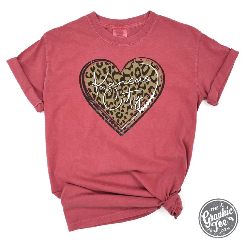 Kansas City Leopard Heart Crimson Pigment Dyed Short Sleeve Tee