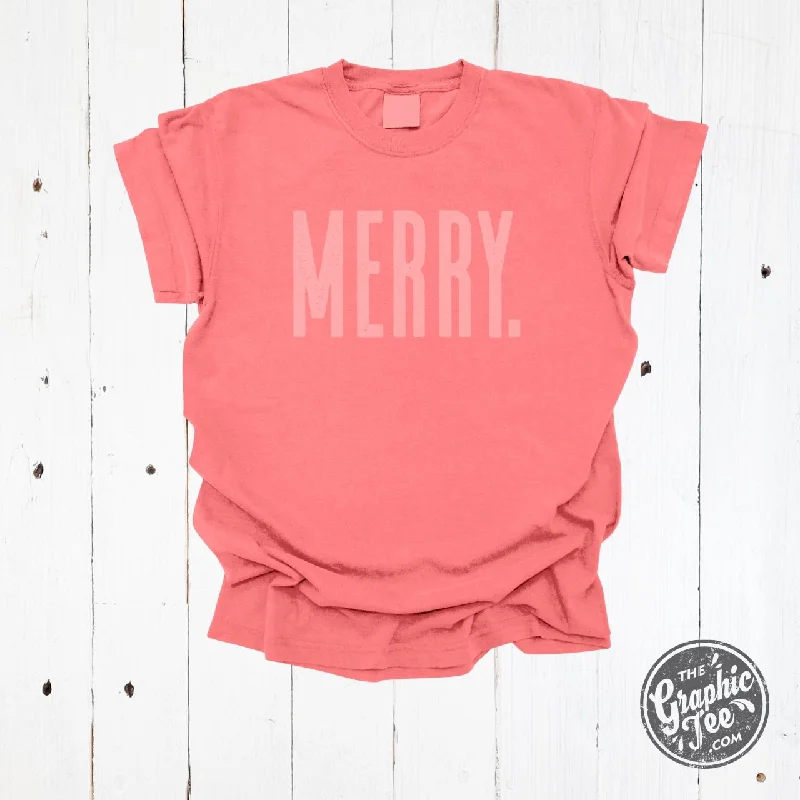 Merry. Coral Garment Dyed Unisex Short Sleeve Tee