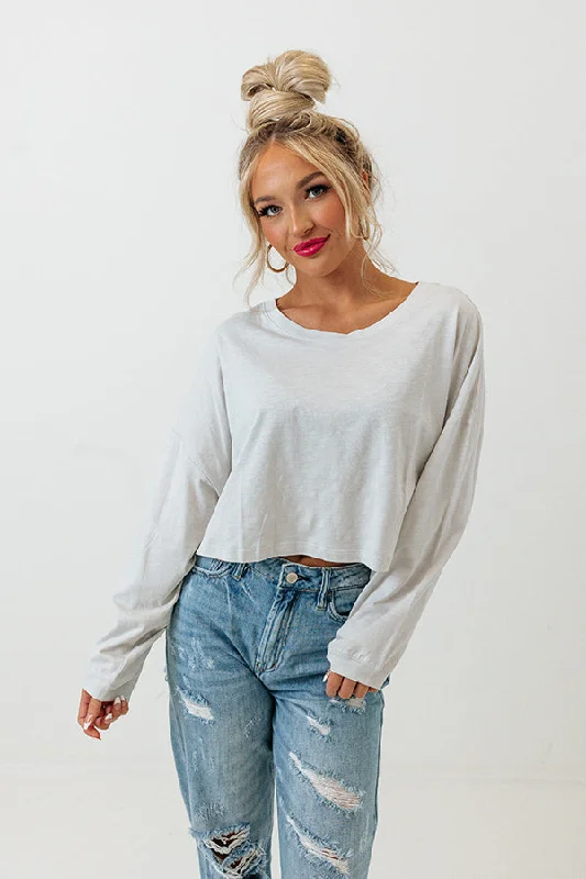 Newly Obsessed Crop Top In Light Grey