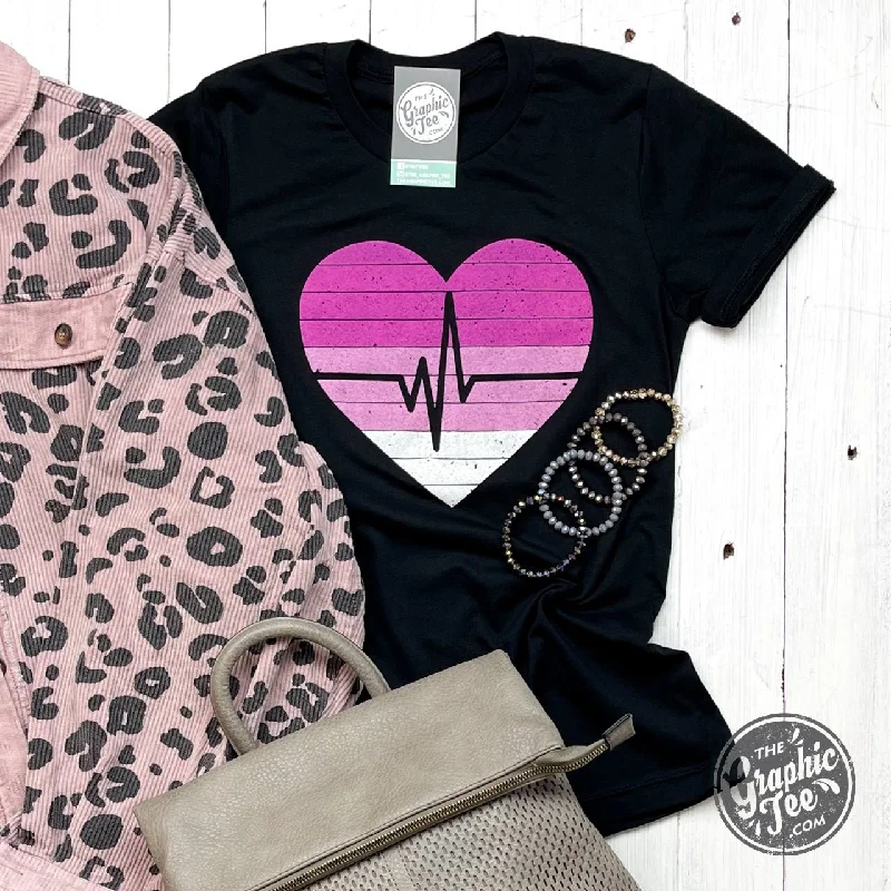 Ombre Heart Beat Black Short Sleeve Tee