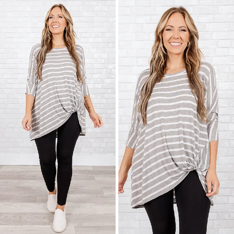 Steal Me Away Tunic, Gray Stripe