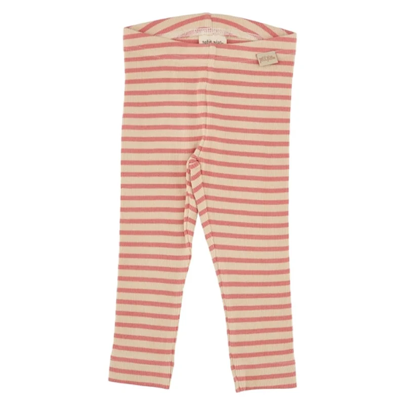 Petit Piao Dark Peach/Cream Leggings Modal Striped