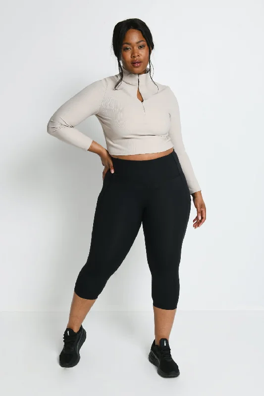 Curve Energise Cropped Sports Leggings - Midnight Black