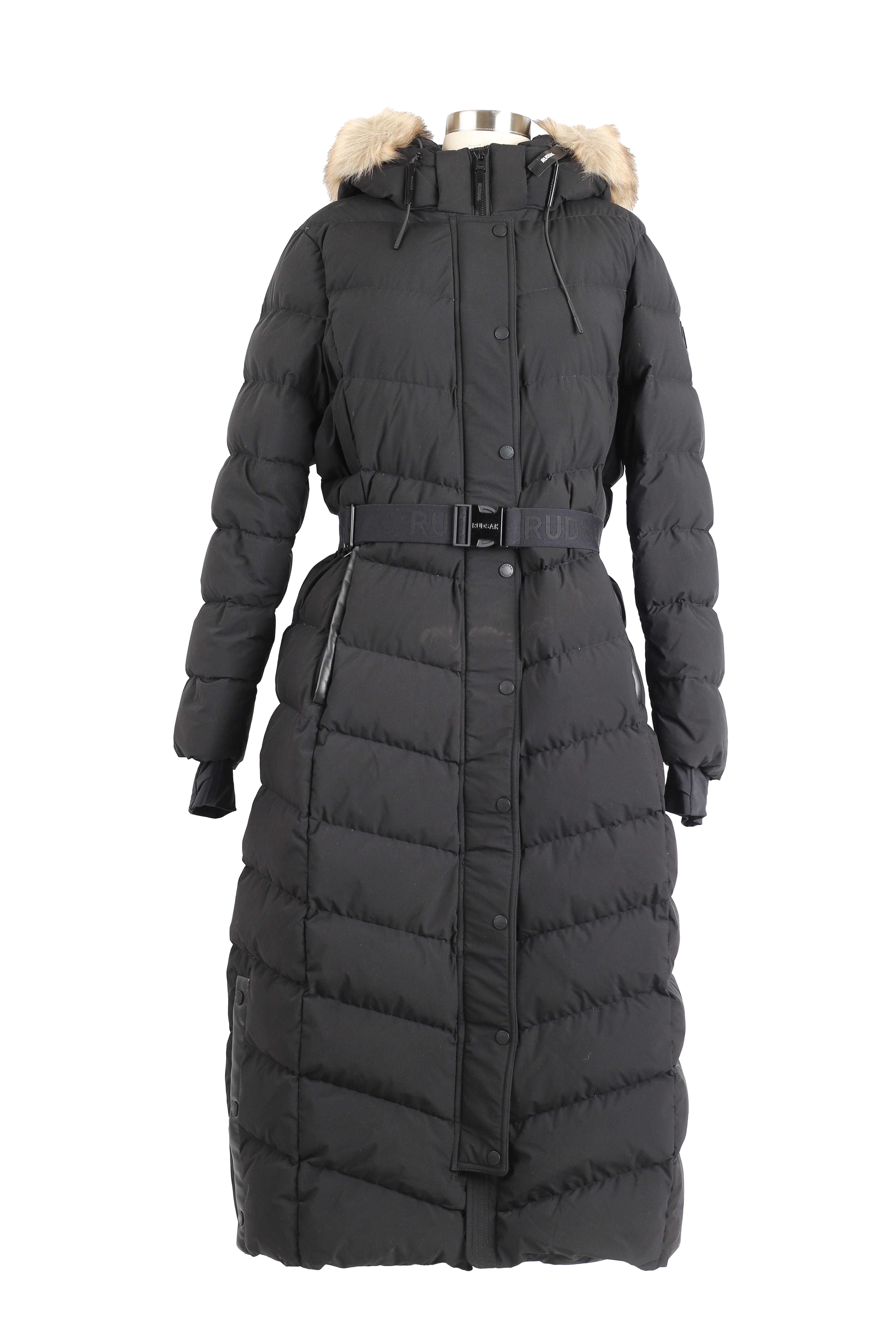 Elsie M Long Down Belted Parka W/ Fur Hood