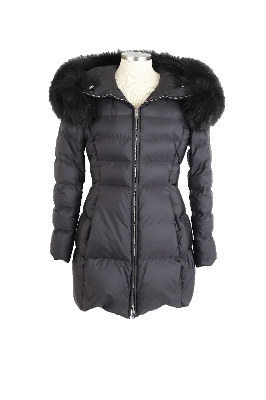 Quilted Down Puffer Coat W/ Fur